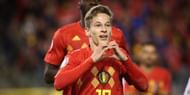 He certainly caught the eye on his home debut for Belgium's senior side, scoring one and being involved in another before FT